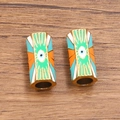 Golden cylinder evil eye enamel beads for DIY jewelry making in various vibrant colors - Green Blue Orange - Eye