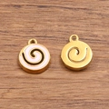 Golden 304 stainless steel spiral pendants with pink enamel and polished finish - Pink Spiral Style