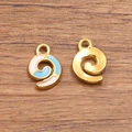 Ciondolo a spirale in acciaio inossidabile 304 dorato con smalto colorato lucido - Stile Numero 9 Blu Rosa