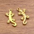 Gouden 304 roestvrijstalen gecko hanger met geel emaille en glanzende metallic afwerking - 12x27mm / Gele Gecko