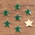 Star-shaped green glitter charms with gold-plated metal borders for jewelry making - Star (18X20mm 1.4g) / Green