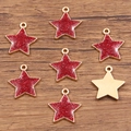 Star-shaped gold alloy charm with red glitter enamel finish for DIY jewelry making - Star (18X20mm 1.4g) / Red