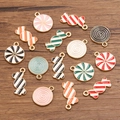 Christmas DIY alloy candy charms with gold plating and colorful drip oil finish - Random Mixed Colors