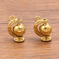 3D spinning globe pendant in gold plated 304 stainless steel with rotating metal details - Gold