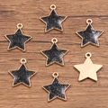 Pendaglio a stella in smalto oro KC con glitter neri per creazioni di gioielli DIY - Stella (18X20mm 1.4g) / Nero