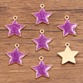 Set di ciondoli a stella viola glitterati con bordi dorati per creazione di gioielli - Stella (18X20mm 1.4g) / Viola