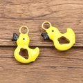 Pair of gold plated stainless steel yellow duck 3D charms for DIY jewelry making - Duck