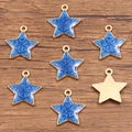 Ciondoli a stella in lega con glitter blu e placcatura dorata KC per creazione di gioielli - Stella (18X20mm 1.4g) / Blu