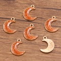 Ciondoli a forma di luna in lega dorata con resina glitterata arancione per DIY - Luna (15X19mm 1.1g) / Arancione