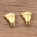 Golden baby feet charms in 304 stainless steel for DIY jewelry making and pendants - Little Footprint Style (1506) / Gold