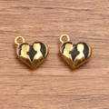 Golden 304 stainless steel heart pendant with black enamel couple silhouette design - Black Heart