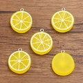 Pendentifs tranches de citron en résine jaune translucide avec crochets pour bijoux - Style Citron