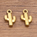 Set of two golden 304 stainless steel cactus charms with top loops for jewelry DIY - Cactus Style (1541) / Gold