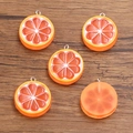 Pendentif tranche d'orange en résine avec anneau pour création bijoux lot de 5 - Style Orange