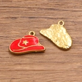 304 stainless steel red enamel cowboy hat charms with star detail for jewelry making - Red Hat