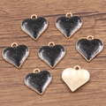 Ciondoli a cuore in smalto nero con glitter argento e base metallica dorata DIY - Cuore (16X17mm 1.1g) / Nero