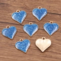 Ciondoli a cuore blu glitterato con bordi dorati per gioielli fai da te e bracciali - Cuore (16X17mm 1.1g) / Blu