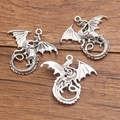 Trois breloques dragon volant en alliage argenté antique pour la création de bijoux - Argent Antique