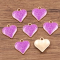 Ciondoli a cuore DIY con glitter viola e finitura in smalto dorato per gioielli - Cuore (16X17mm 1.1g) / Viola