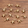 Golden starfish alloy pendants for DIY jewelry making sets with starfish shape charms - Starfish Style (1)