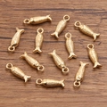 Goldfarbene Fischanhänger aus Legierung für DIY-Schmuck mit feiner Schuppenstruktur - Fisch Stil (6)