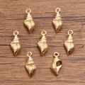 Detailgetreue goldene Meeresschnecken-Anhänger in KC Gold für DIY-Ozeanschmuck - Lange Spiralschale Stil (8)