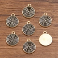 Christmas DIY alloy round pendant with black oil drip spiral pattern in gold finish - Style 1 Round Swirl (1 Black) / Black