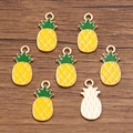 DIY enamel pineapple pendants in bright yellow and green with gold alloy plating - 9x20mm / Yellow Small Pineapple