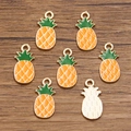 DIY tropical pineapple fruit pendants in yellow and green enamel for jewelry making - 9x20mm / Orange Small Pineapple