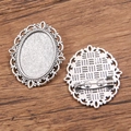 Ovale silberne Brosche aus Legierung mit Vintage-Filigranrahmen für DIY-Projekte - Antiksilber (Stil 1)