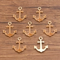 Golden anchor charms with brown enamel inlay for DIY jewelry making accessories - Anchor / 1 Piece/Pack (15x18mm) / Coffee