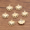 Colgantes de vieira dorados con rayas radiales para creación de joyería DIY - Forma de vieira (No. 3) / 1 Pieza (14*15mm)