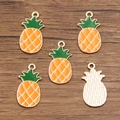 DIY pineapple enamel alloy pendants in KC gold finish for fruit jewelry making - 13x27mm / Orange Large Pineapple