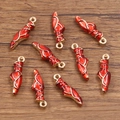 Set de 8 dijes de zapatillas de ballet en esmalte rojo con base dorada para joyería DIY - Rojo