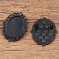 Mattschwarze ovale Broschenbasis aus Legierung mit Filigranrand für DIY Schmuck - Mattschwarz (Stil 1)