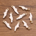 Amuletos de zapatillas de ballet en esmalte blanco y dorado para bisutería artesanal - Blanco
