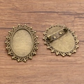 Antike Bronze-Broschenbasis in Ovalform mit filigranem Dekor für DIY-Schmuckherstellung - Antike Bronze (Stil 2)