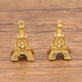 Dos colgantes 3D Torre Eiffel en acero inoxidable 304 dorado para joyería y manualidades - Estilo Torre 3D / Dorado 3D