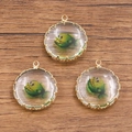 Pendentif en verre plaqué or 18K avec motif de poisson vert pour bijoux DIY - Poisson Vert