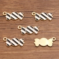 DIY Christmas pendant accessory featuring black and white striped candy with golden base - Style 2 Striped Candy (2 Black) / Black