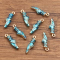 Colgantes de zapatillas de ballet en esmalte azul pavo y aleación dorada para joyería DIY - Azul