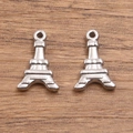 Colgantes Torre Eiffel 3D de acero inoxidable plateado para joyería diy - Estilo Torre Plano / Color Acero Plano