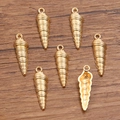 Goldene Spiralmuschel-Anhänger aus Legierung mit Aufhängeringen für DIY-Schmuck - Spiral-Conch (9号) / 1 Stück/Packung (7*15mm)