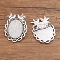 Antiksilberne ovale Broschenbasis mit Vogelmotiv und Sicherheitsnadel für DIY-Schmuck - Antiksilber (Stil 3)