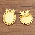 Goldene ovale Broschenbasis mit Vogeldesign und Nadel für DIY-Schmuckherstellung - Gold (Stil 3)
