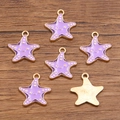 Set of purple starfish alloy pendants with gold trim for DIY jewelry making - 1 Piece / 18x19mm / Purple Starfish