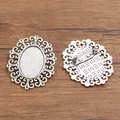 Silberne Vintage-Broschenbasis oval mit Blumenmuster und rückseitiger Sicherheitsnadel - Antiksilber (Stil 4)