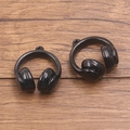 Pair of glossy black 3D acrylic headphone pendants for DIY keychains and charms - Black