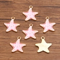 DIY starfish alloy pendants with pink enamel and gold finish for jewelry making - 1 Piece / 18x19mm / Pink Starfish