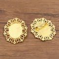 Vintage hellgoldene ovale Brosche mit filigranem Durchbruchmuster für DIY-Schmuck - Gold (Stil 4)